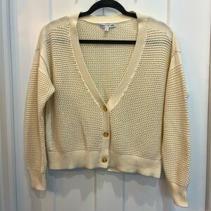 Elizabeth‎ and James Women’s Open Weave 3 Button Cardigan Cream Size Medium